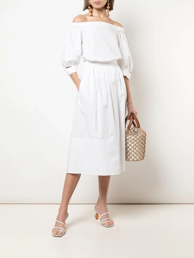 Shop Tibi Poplin Full Skirt In White