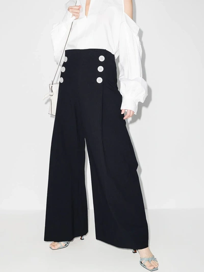 Shop Rosie Assoulin High-waist Sailor Trousers In Blue