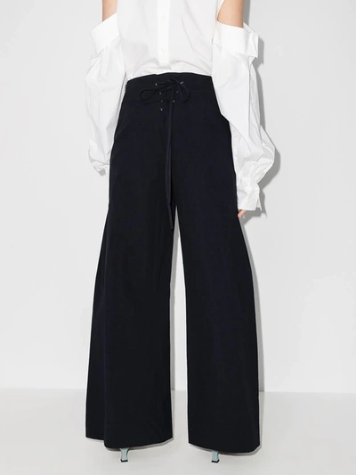 Shop Rosie Assoulin High-waist Sailor Trousers In Blue