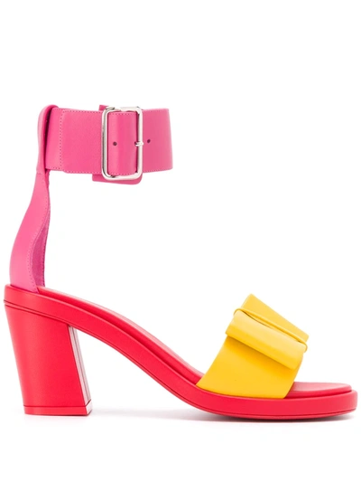 Shop Comme Des Garçons Colour-block Leather Sandals In Pink