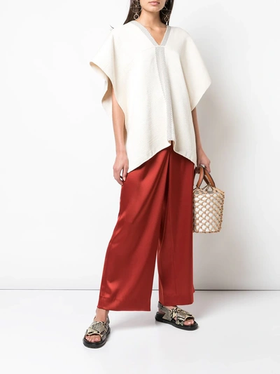 Voz Short-sleeve Flared Sweater In Ivory/truffle