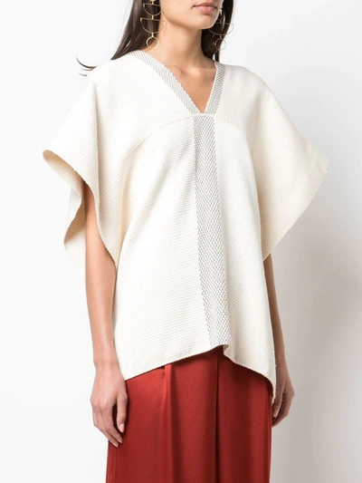Voz Short-sleeve Flared Sweater In Ivory/truffle