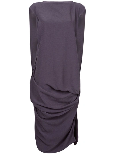 Shop Rick Owens Woven Nouveau Draped Dress In Purple