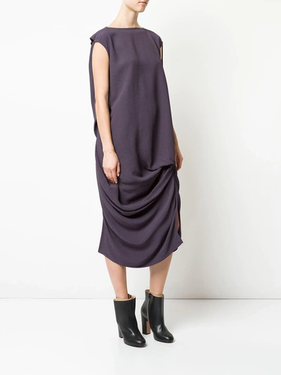 Shop Rick Owens Woven Nouveau Draped Dress In Purple