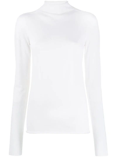 Shop Jil Sander Mock Neck Knitted Top In White