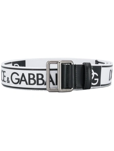 Shop Dolce & Gabbana Logo Printed Belt In White