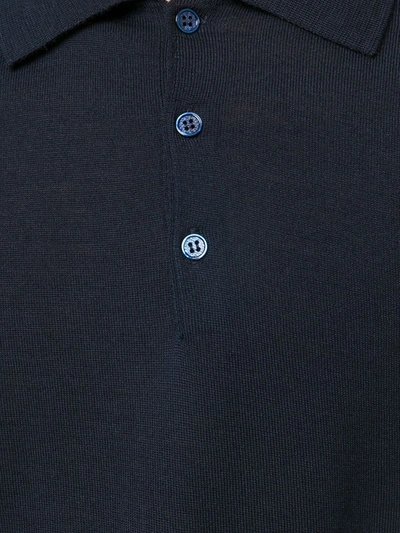 Shop Canali Longsleeved Polo Shirt In Blue