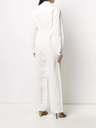 Shop Etro Collared Jumpsuit In White
