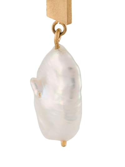 Shop Hsu Jewellery Pearl Drop Earrings In Gold