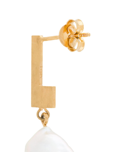 Shop Hsu Jewellery Pearl Drop Earrings In Gold