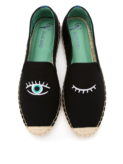 Shop Blue Bird Shoes Look Embroidered Espadrilles In Black