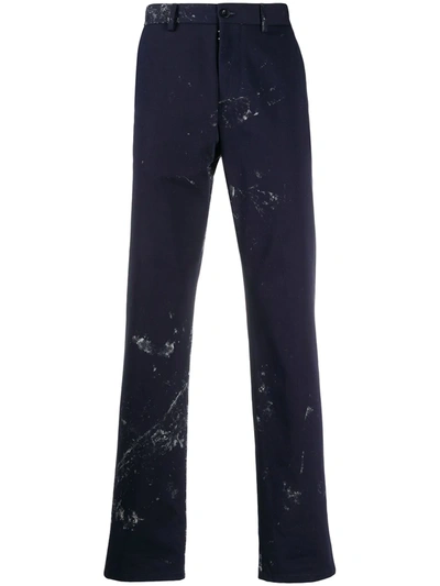 Shop Maison Margiela Paint Splatter Tailored Trousers In Blue