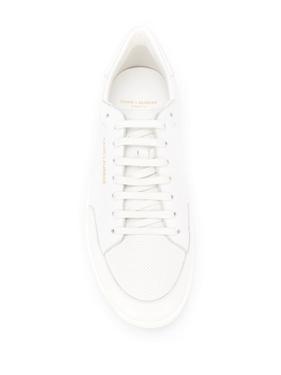 Saint Laurent Low-top Leather Sneakers Round Toe In White