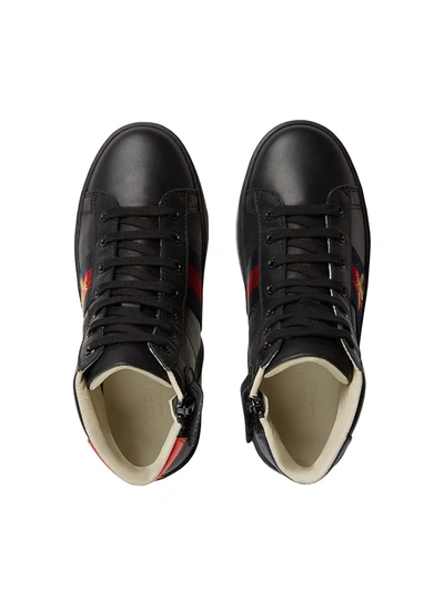 Shop Gucci Children's Leather High-top Sneakers In Black