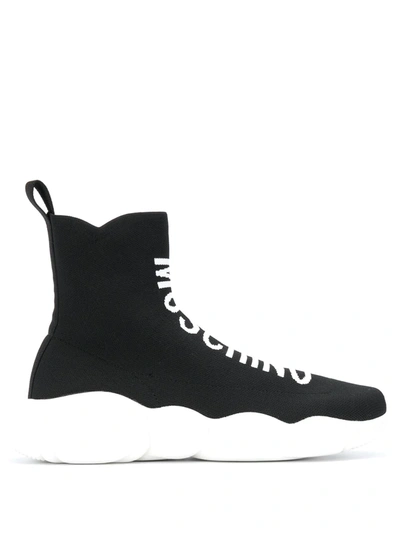 Shop Moschino Teddy High-top Sneakers In Black