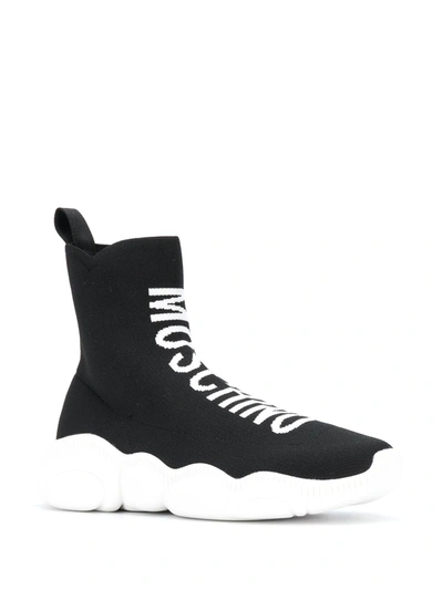 Shop Moschino Teddy High-top Sneakers In Black