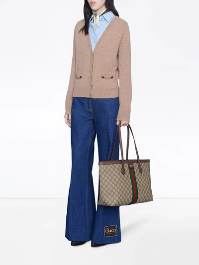 Shop Gucci Medium Ophidia Gg Tote Bag In Neutrals
