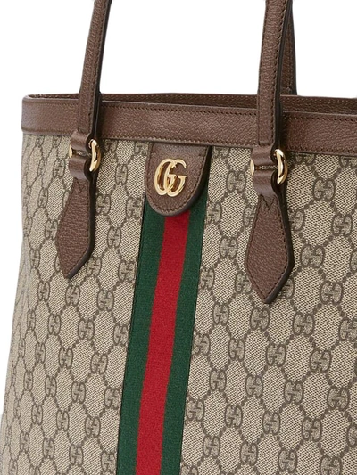 Shop Gucci Medium Ophidia Gg Tote Bag In Neutrals