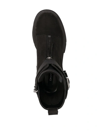 Shop Dkny Buckle-detail Ankle Bots In Black