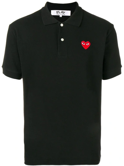 Shop Comme Des Garçons Play Heart-patch Polo Shirt In Black