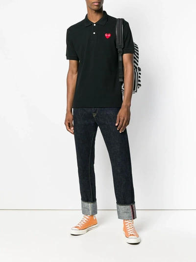 Shop Comme Des Garçons Play Heart-patch Polo Shirt In Black