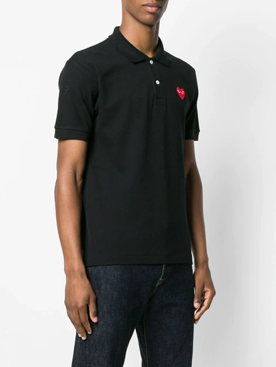 Comme Des Garçons Play Polo Shirt With Ribbed Collar And Straight Hem In Black