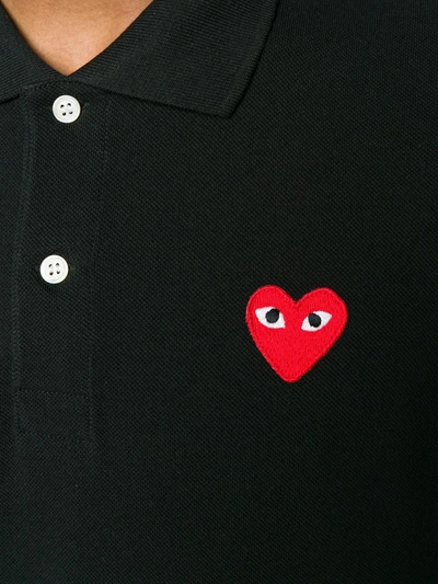 Shop Comme Des Garçons Play Heart-patch Polo Shirt In Black