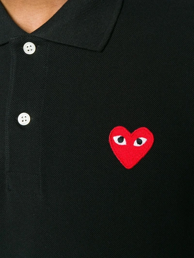 Comme Des Garçons Play Polo Shirt With Ribbed Collar And Straight Hem In Black