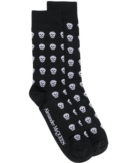 Shop Alexander Mcqueen Skull Motif Socks In Black