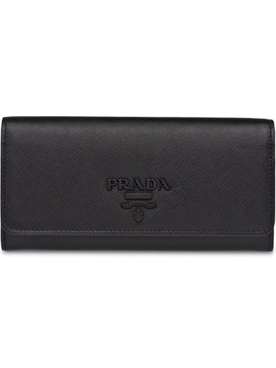 Shop Prada Foldover Wallet In Black
