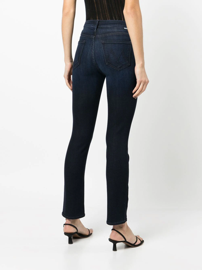 Shop Mother High-waisted Slim Cut Jeans In 蓝色