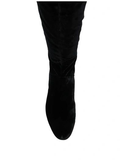 thigh-length velvet boots