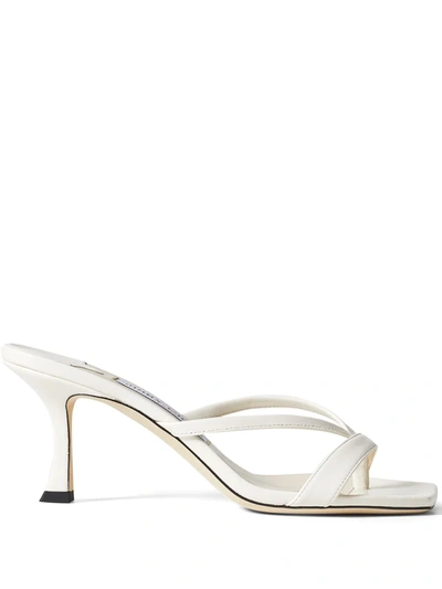 Shop Jimmy Choo Maelie 70mm Leather Sandals In White
