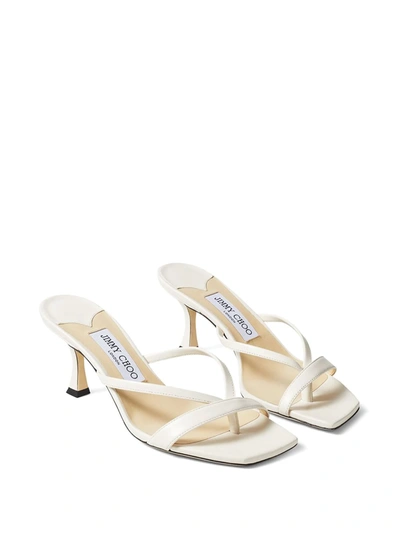 Shop Jimmy Choo Maelie 70mm Leather Sandals In White