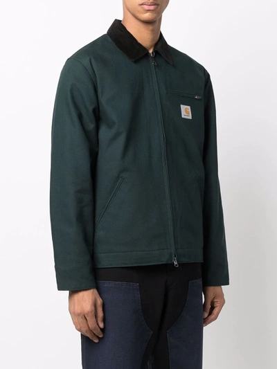 Shop Carhartt Contrast-collar Jacket In Grün