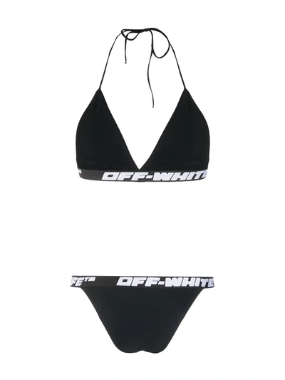 Shop Off-white Logo Trim Bikini In Black