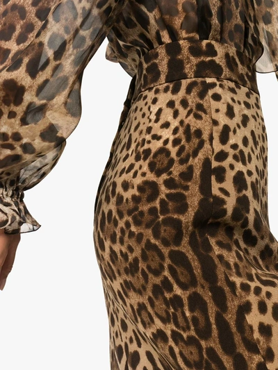 Shop Dolce & Gabbana Leopard-print A-line Skirt In Brown