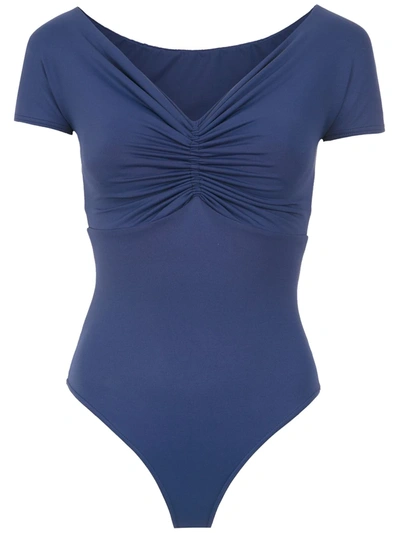 Shop Amir Slama Swimsuit With Gathered Details In Blue