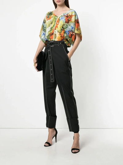 Pre-owned Jean Paul Gaultier Vintage Abstract Print Cropped Blouse In Multicolour