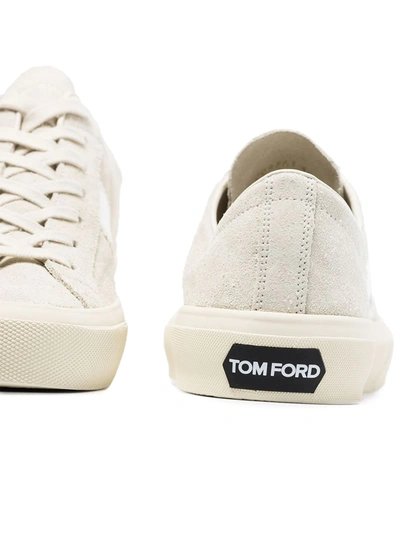 Shop Tom Ford Cambridge Suede Low-top Sneakers In White