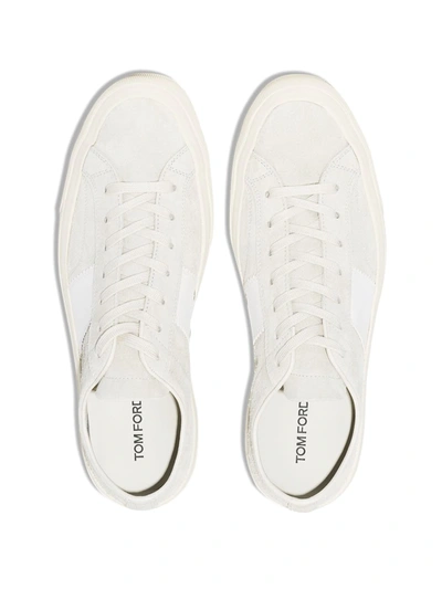 Shop Tom Ford Cambridge Suede Low-top Sneakers In White