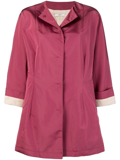 Pre-owned Prada 1990s Oversized Collarless Coat In Pink