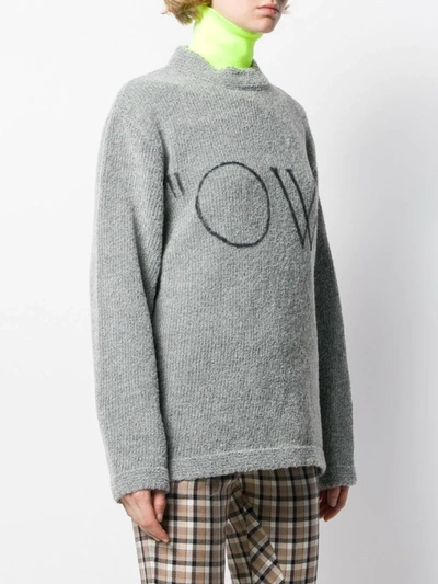 Shop Off-white Ow Logo Knitted Jumper In Grey