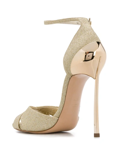 Shop Casadei Glitter Open Toe Sandals In Gold