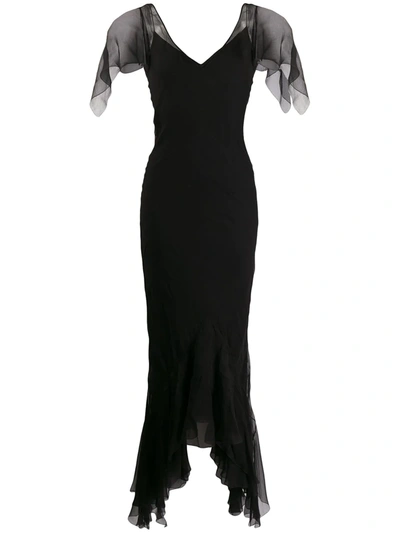 Pre-owned Chanel 2000s Layered Silk Gown In Black