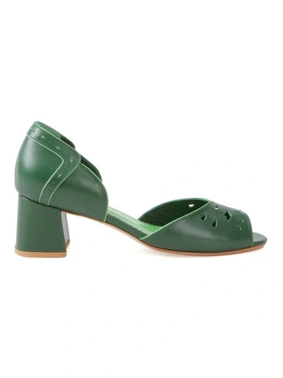 Shop Sarah Chofakian Chunky Heel Pumps In Green