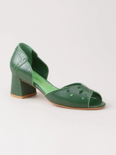 Shop Sarah Chofakian Chunky Heel Pumps In Green