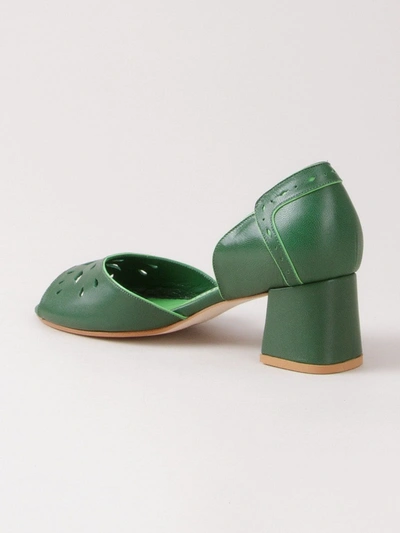 Shop Sarah Chofakian Chunky Heel Pumps In Green