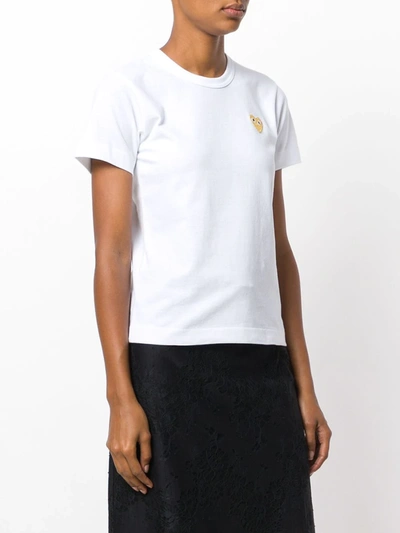 Comme Des Garçons Play Comme Des Garcons Play White And Gold Heart Patch T-shirt In White