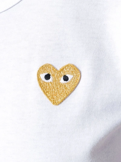 Comme Des Garçons Play Comme Des Garcons Play White And Gold Heart Patch T-shirt In White